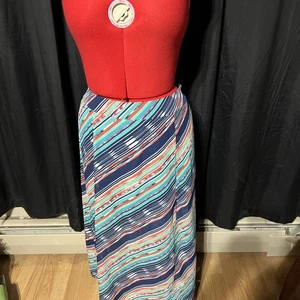 Maxi Falda Vintage Multicolor Rayas Talla L Boho Festival Gitana Hippie - Imagen 1 de 9