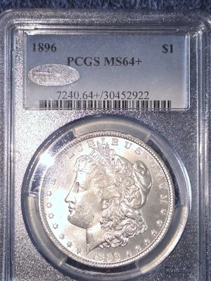 (MS-64+)1896 Morgan Silver Dollar PCGS Certified*MS-64+*FREE SHIPPING.* - Image 1 of 4