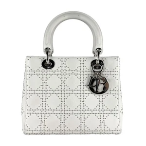 Auténtico bolso de hombro Christian Dior blanco cuero/metal z7623 - Imagen 1 de 14