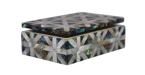 Luxury Geometric Design Jewelry Box | Mother of Pearl & Abalone Shell Inlay Box - Picture 1 of 6
