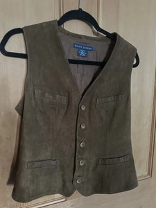 Polo Ralph Lauren Suede Leather Waistcoat Gilet Brown Size Size 10 - Picture 1 of 3