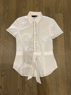 LOVE MOSCHINO White Beaded Blouse – Size 4 - Image 1 of 4