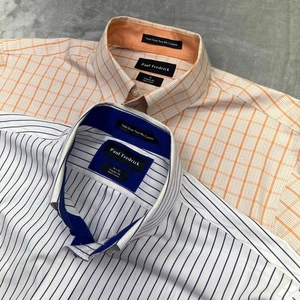 Lot of 2 Paul Fredrick Dress Shirt Non-Iron Two Ply Cotton Classic Fit 16 Boho - Picture 1 of 16