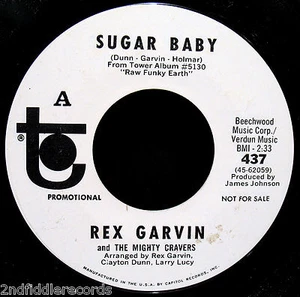 REX GARVIN-Sugar Baby-Mega Rare Funk & Northern Soul Promo 45-TOWER #437 - Picture 1 of 2
