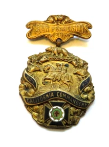 CABALLEROS TEMPLARIOS 1904 COMANDANCIA CALIFORNIA Nº1 SAN FRANCISCO CAL. INSIGNIA - Imagen 1 de 5