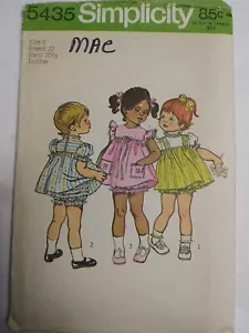 Smock Dress Bloomers Shorts Girls 3 Simplicity 5435 Sewing Pattern VTG Cut Short - Picture 1 of 7