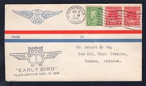 USA 1930 Early Bird Airmail Cover, Nashville Tn to Tucson Arizona. Owl - Picture 1 of 2