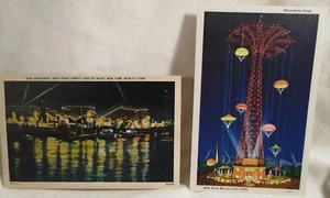  2 1939 New York World's Fair Postcards Parachute Jump & Amusement Park Unused . - Picture 1 of 2