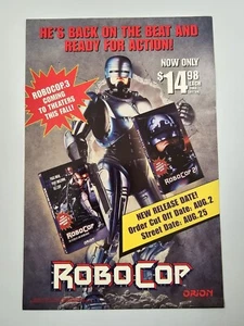 Flyer 9x6 ROBOCOP 1&2 Original VHS Vintage Orion Home Video Promo Spot RARE 1993 - Picture 1 of 3