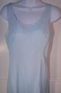 Vintage Elle Gi Damen Blau Rose Spitze Nylon Knielang Schlupf Kleid Dessous 36 - Bild 1 von 16