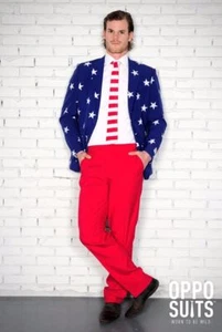 OPPO SUITS 3PC Stars Stripes Men's Costume July 4th, Halloween, NIB, Size 42 - Picture 1 of 4