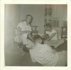 Three Young Men on Floor Playing a Game B/W Photo 1956 - 1957 - Picture 1 of 2