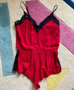 WORN ONCE Cosabella Brielle Red Black Lace Romper Sleep Lounge Sexy Pajama S - Picture 1 of 8