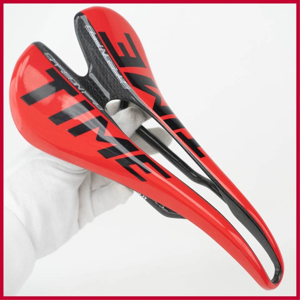 TIME CARBON PRO 黑色红色复古鞍座赛车公路自行车旧 — 第 1/4 张图片