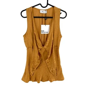BSB Collection Women Gold V Neck Sleeveless Blouse Size EU 40 UK 12 US 10 - Picture 1 of 9