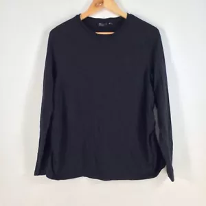 Asos womens t shirt size 12 black long sleeve crew neck cotton blend 053794 - Picture 1 of 8