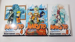 Lot Of (3) Shonen Jump Naruto Manga Comic Books Volumes 4 5 6 - Picture 1 of 2