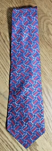 Men's 100% Silk Necktie Red Blue Geometric; BĂRI'; Made in USA - Picture 1 of 9