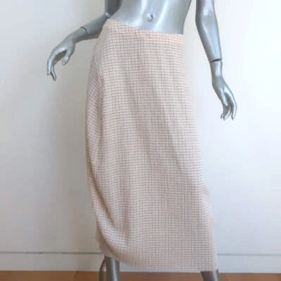 Jil Sander Gingham Midi Skirt Beige/White Gauze Size 36 - Image 1 of 4