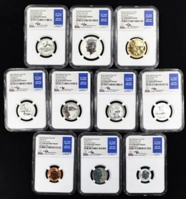 2018-S 10pc. Silver Reverse Proof Set NGC PF-70; FDOI; Mercanti; Free NGC Box! - Image 1 of 3