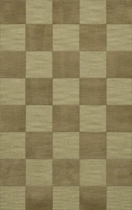 Green Transitional Hand Hooked Checkered Squares Grid Area Rug Checked DV15 - Picture 1 of 35