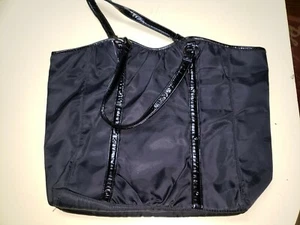 Ann Taylor Women's Handbag Shoulder Bag Tote Purse Black Patent Trim           - Picture 1 of 5