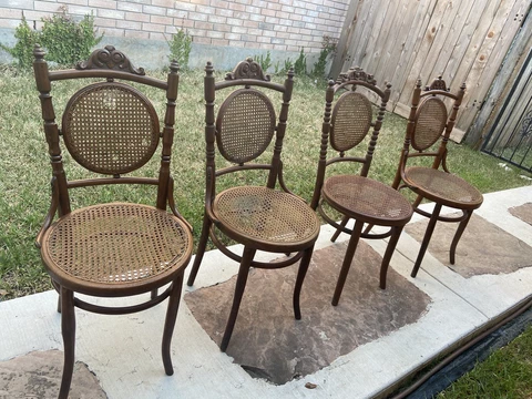 Josef Hofmann antique dining chairs set of 4 with Cane Bottom And Cane Backing Cover