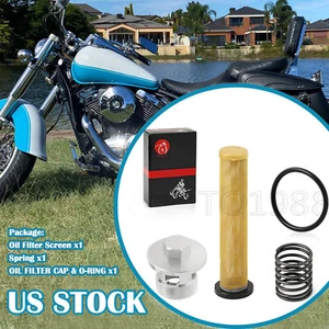 Pantalla de filtro de aceite y tapa y resorte para Kawasaki Vulcan VN 700 750 800 1985-2006 - Imagen 1 de 15