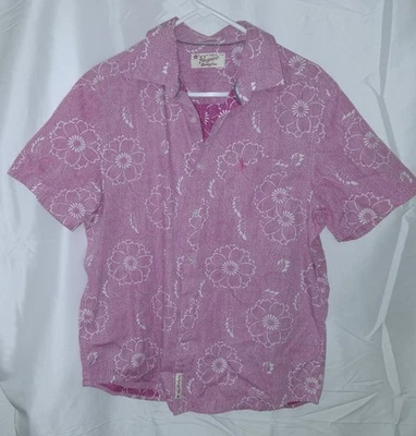Penguin by Munsing Wear Camisa Hombre Grande Rosa y Blanco Diseño Floral Hawaiano Foto 1 de 4