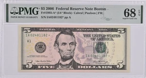 PMG Superb Gem Unc 68 EPQ $5 2006 US FRN STAR Fr#1993-A* *2220 - Picture 1 of 3