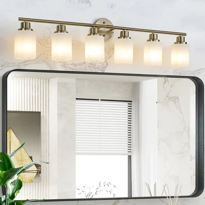39 Inch 6 Lights Vanity Light Gold Bathroom Mirror Modern LED Wall Lamp Fixture - Image 1 of 4