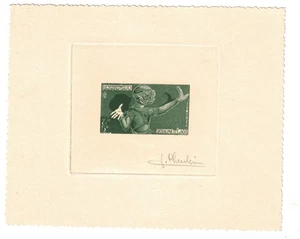 1955 Laos Scott C16 Artist Signed Color Proof - Picture 1 of 2