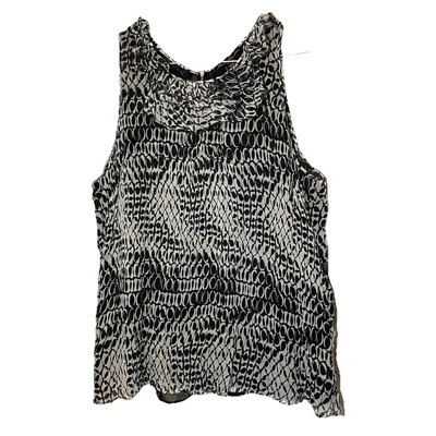 Marisa Christina Women Size 3X 100% Silk Blouse Tank Sheer Back Zip Ruffle Top** - Image 1 of 4