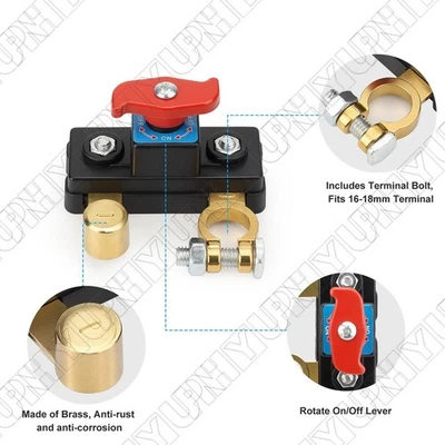 2Pcs 12V 24V Battery Disconnect Terminal Switch Kill Isolator Cut Off for Car RV - Image 1 of 4