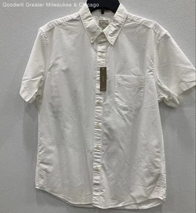 J Crew Men White Solid Pima Cotton Short Sleeve Button Down Shirt Large - Picture 1 of 3