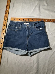 Levis mittellange Shorts Damen Größe 31 blau Cutoff Denim Freizeithose Bündchensaum - Bild 1 von 13