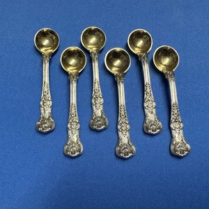 Tiffany English King Sterlingsilber 6er Set Salzlöffel 2" Gold Waschschüssel Mono - Bild 1 von 4