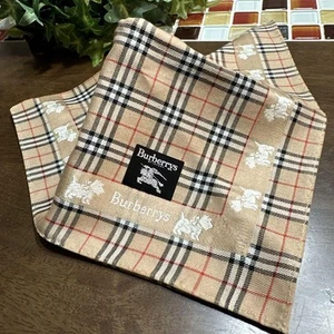 Burberry's Unused Cotton Handkerchief Dog Schnauzer Check Beige - Picture 1 of 8