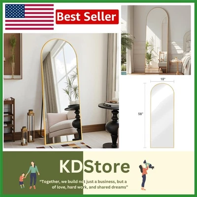 Oversized 58x18 Gold Arched Full Length Mirror with Shatterproof Glass - Image 1 of 4