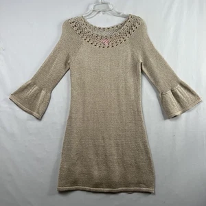 Lilly Pulitzer Dress size XS Metallic Gold Sparkle Crochet Collar Holiday Glam - Picture 1 of 17