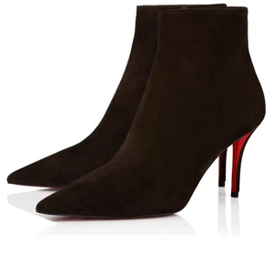CHRISTIAN LOUBOUTIN Miss Z Booty $1395 Cafe 80mm Ankle Boots New & Authentic - Picture 1 of 5