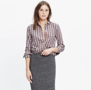 Madewell Womens Flannel Shirt Palma Plaid 100% Cotton Button Front Sz L - Picture 1 of 7