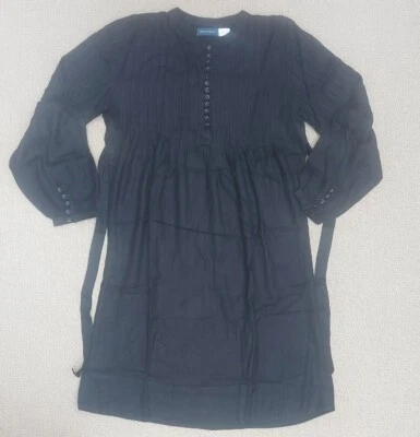 Antik Batik Black Long Sleeve Dress UK Size 10 Boho Summer Knee Length - Image 1 of 4