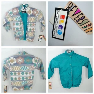 Vintage Elco 90s Reversible Jacket Girls Sz 12 Fits as Womens Small New Aztec - Picture 1 of 6