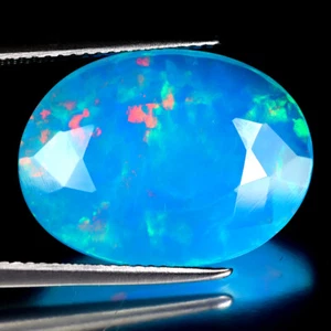7,37 ct funkelnder ovaler (20 x 15 mm) beheizter Äthiopien blauer Opal lose Edelstein - Bild 1 von 2