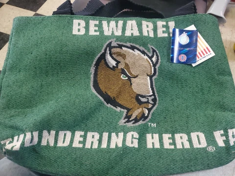 MARSHALL  BEWARE THUNDERING HERD  FAN. TOTE BAG 16 X 11 Cover