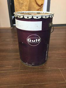 Vintage Purple 5 Gallon Gulf Lube Can Bucket with Lid