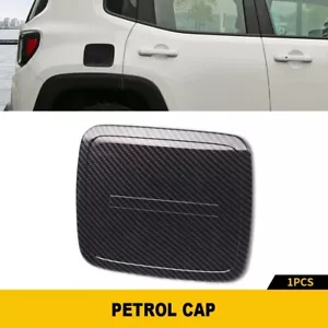 Carbon Fiber Door Gas Cap Fuel Tank Bezel Sticker Cover For Jeep Renegade 2016+ - Foto 1 di 13