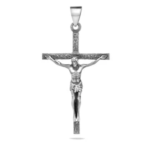 Jesus Christ Crucifix Cross Sterling Silver 925 Religious Handmade Pendant - Imagen 1 de 8