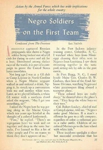 BLACKS IN THE USMC 1953 INTEGRATION OF THE MARINES FEATURE: NEGROES ON 1ST TEAM - Picture 1 of 1